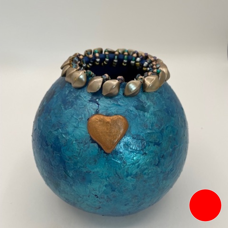 Teal and Beaded Pot